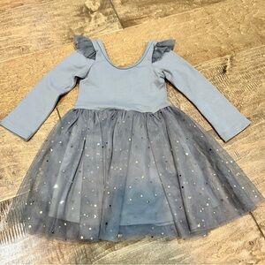 Ele Story Girls Long Sleeve Ballerina Dress Grey Size 12-18 M EUC Stars Girly